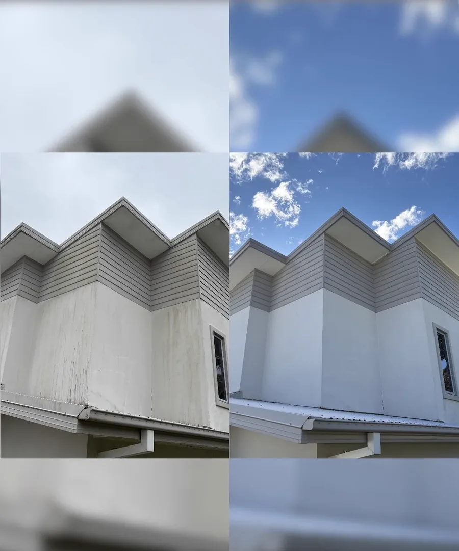 Second before and after view of a professionally washed house exterior